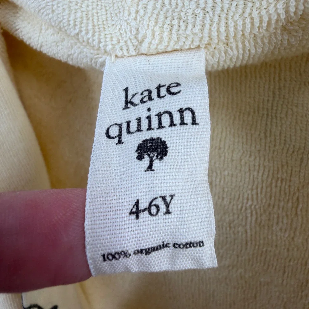 Kate Quinn Hooded Robe 4-6Y Yellow‎ Fox Print Organic Cotton Terry